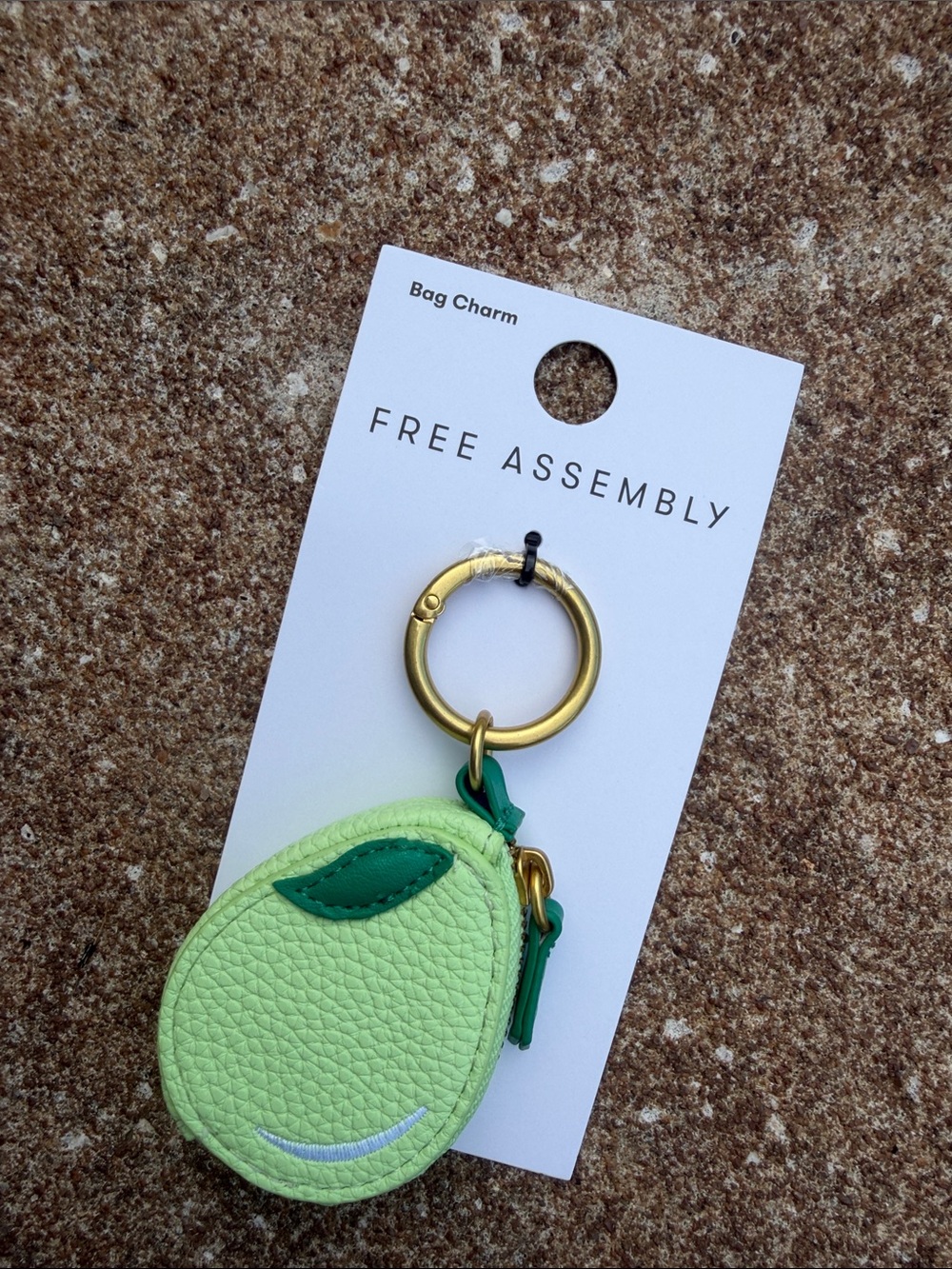 Free Assembly Light Green Pear Key & Card Holder Charm. NEW